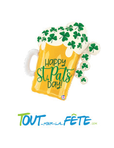 Ballon en aluminium Choppe Saint patrick " Happy st.pat's day !" 69 cm 2
