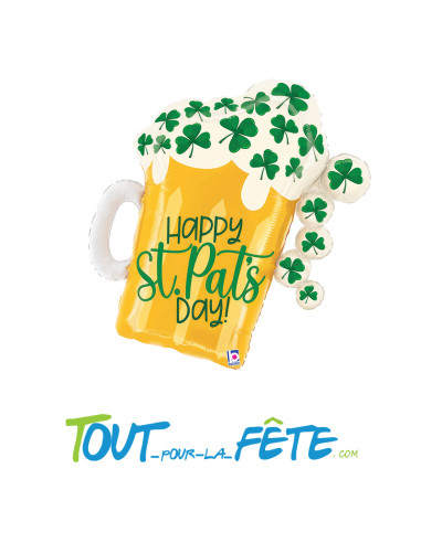Ballon en aluminium Choppe Saint patrick " Happy st.pat's day !" 69 cm