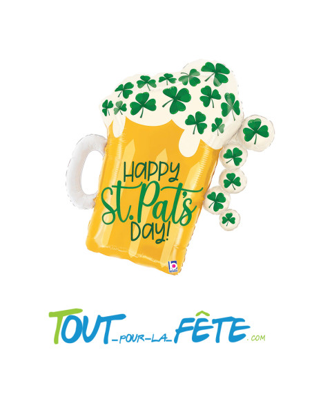 Ballon en aluminium Choppe Saint patrick " Happy st.pat's day !" 69 cm