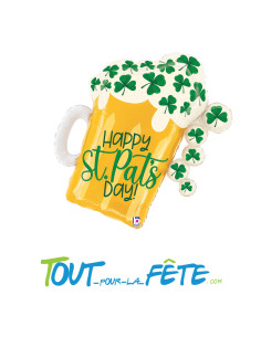 Ballon en aluminium Choppe Saint patrick " Happy st.pat's day !" 69 cm