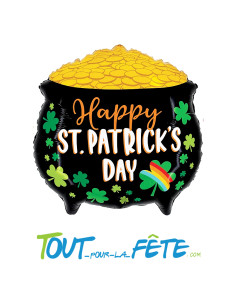 Ballon en aluminium chaudron Saint Patrick "Happy st.patrick's day"