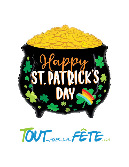 Ballon en aluminium chaudron Saint Patrick "Happy st.patrick's day"