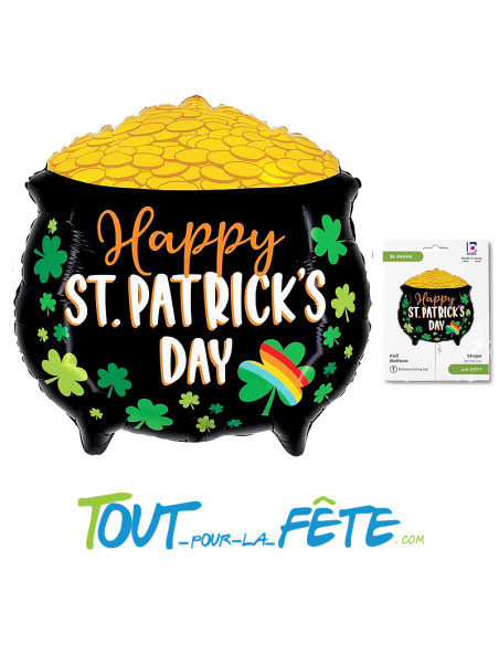 Ballon en aluminium chaudron Saint Patrick "Happy st.patrick's day"