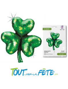 Ballon en aluminium Saint Patrick day trèfle vert holographique 81 cm 2