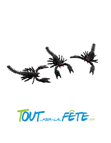 Lot de 3 scorpions noir 13 cm décoration Halloween