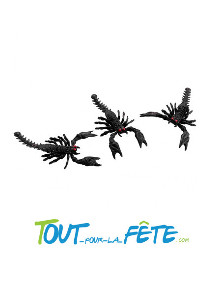 Lot de 3 scorpions noir 13 cm décoration Halloween
