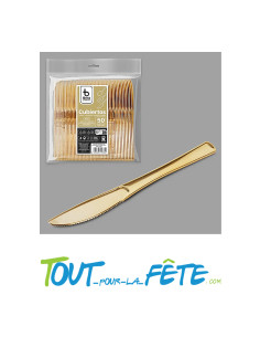 lot de 50 couteaux 20 cm or (doré) en plastique façon inox 2