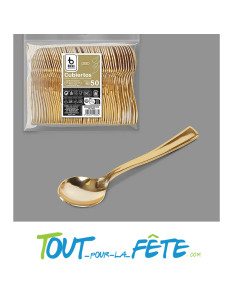 lot de 50 cuillères 13 cm or (doré) en plastique facon inox 2