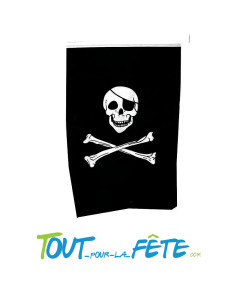 Drapeau de pirate tête de mort sur tige a tenir noir et blanc 40x60 cm