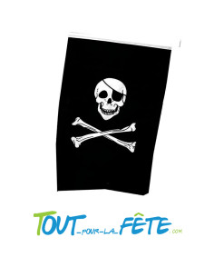 Drapeau de pirate tête de mort sur tige a tenir noir et blanc 40x60 cm 2