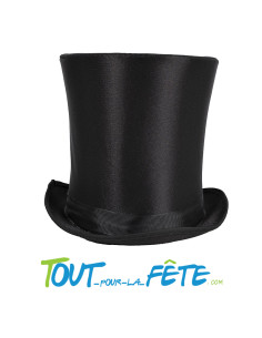 Chapeau haut de forme noir satiné 20 cm taille adulte thème vip, années 20 2