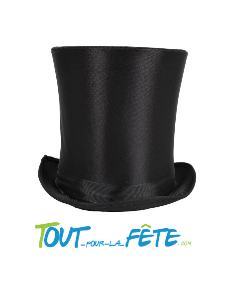 Chapeau haut de forme noir satiné 20 cm taille adulte thème vip, années 20