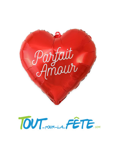 Ballon aluminium coeur rouge "Parfait amour" air ou hélium
