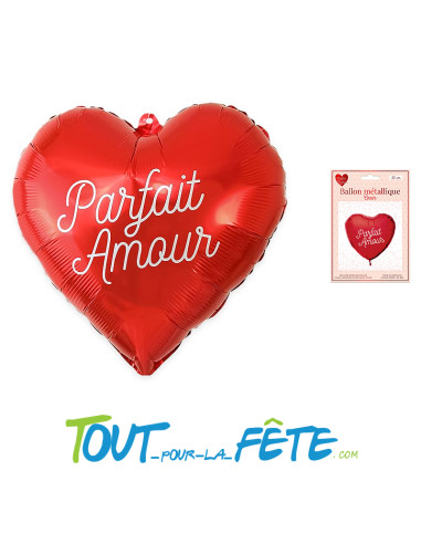 Ballon aluminium coeur rouge "Parfait amour" air ou hélium