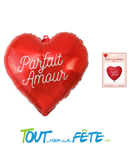 Ballon aluminium coeur rouge "Parfait amour" air ou hélium