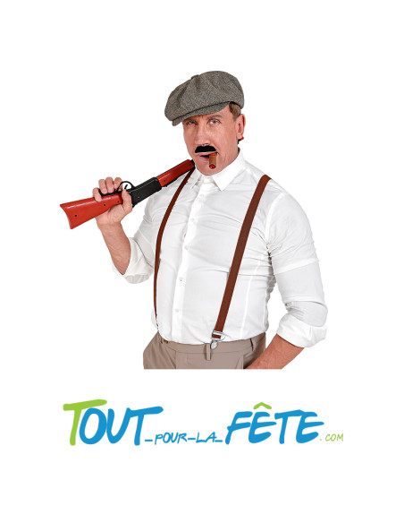 Set de déguisement année 20 / gatsby ( casquette - bretelles - moustache - cigare ) taille unique