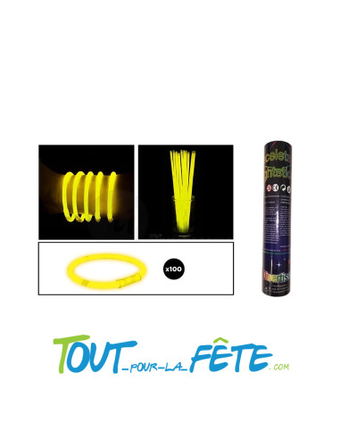 100 bracelets fluo lumineux a craquer 1 couleur ( vert - rouge - orange - jaune - blanc - bleu)