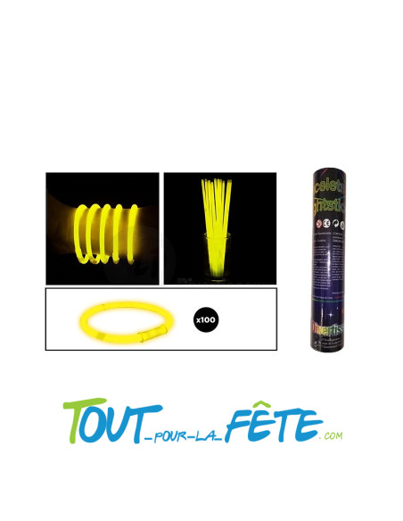 100 bracelets fluo lumineux a craquer 1 couleur ( vert - rouge - orange - jaune - blanc - bleu)