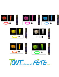 100 bracelets fluo lumineux a craquer 1 couleur ( vert - rouge - orange - jaune - blanc - bleu)