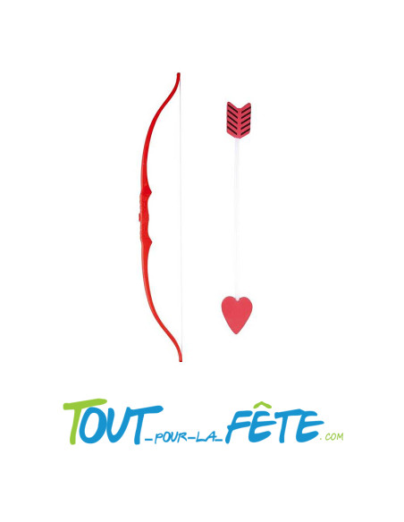Arc de cupidon avec flèche rouge et blanche pour la saint Valentin taille 50cm