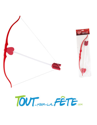 Arc de cupidon avec flèche rouge et blanche pour la saint Valentin taille 50cm