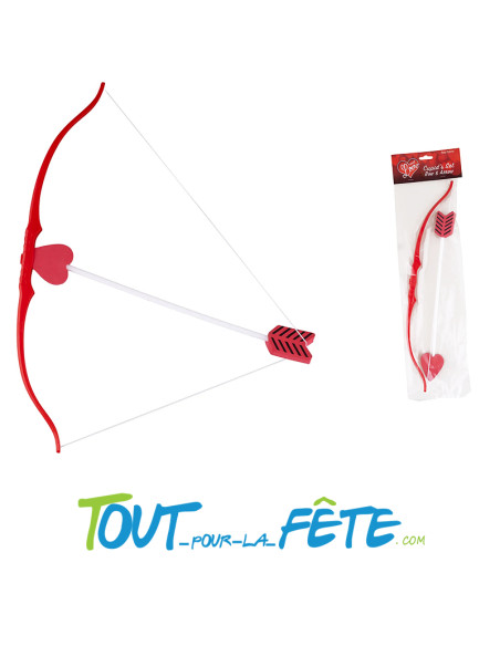 Arc de cupidon avec flèche rouge et blanche pour la saint Valentin taille 50cm