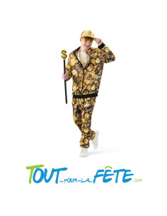 Déguisement / survetement Bitcoin noir et or (veste, pantalon) taille XL