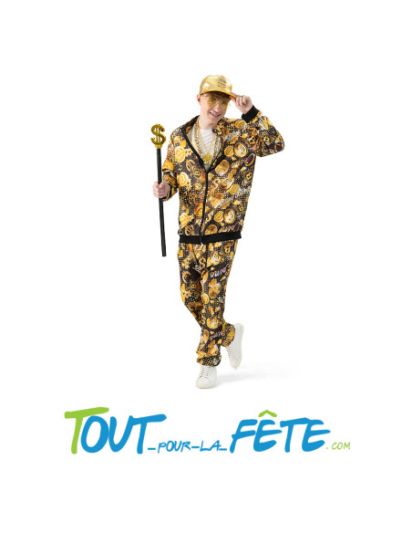Déguisement / survetement Bitcoin noir et or (veste, pantalon) taille XL
