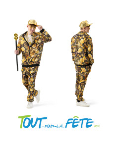 Déguisement / survetement Bitcoin noir et or (veste, pantalon) taille XL 2