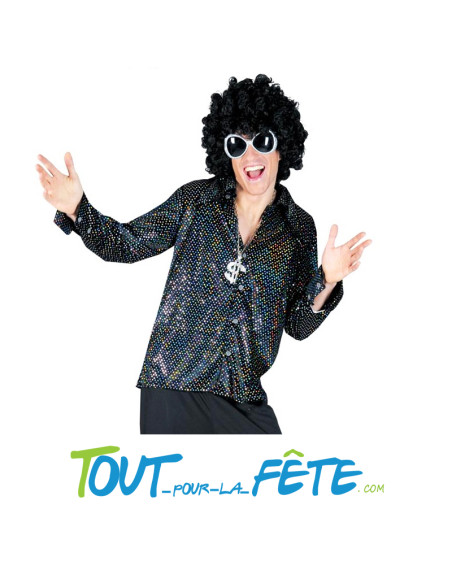 Chemise disco a sequin noir taille adulte année 70 année 80