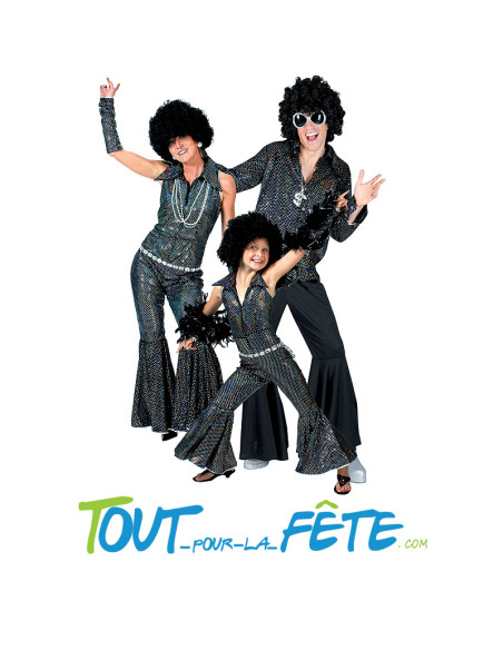 Chemise disco a sequin noir taille adulte année 70 année 80
