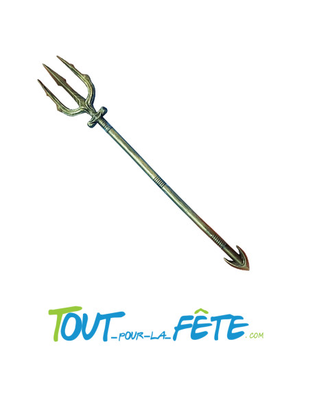 Trident doré de dieu grec Poséidon ou de super héros marin 95 cm 4 pièces