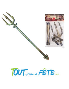 Trident doré de dieu grec Poséidon ou de super héros marin 95 cm 4 pièces 2