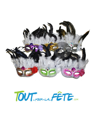 masque / loup coloré avec plumes ( plusieurs coloris  )