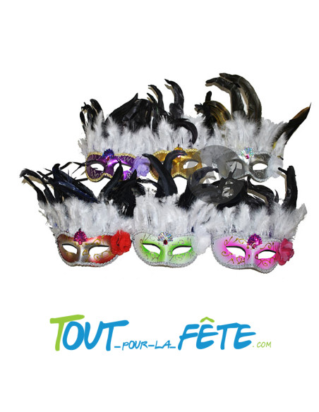 masque / loup coloré avec plumes ( plusieurs coloris  )