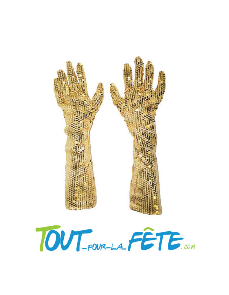 Paire de gants longs a sequin or 45 cm