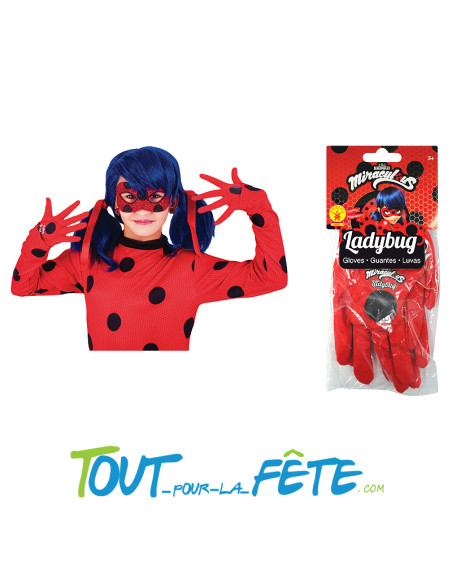 Paire de gants Lady bug Miraculous taille unique pour enfant sous licence officielle