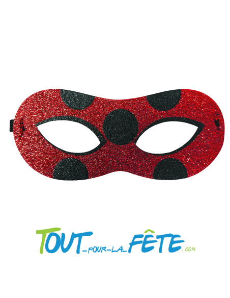 Masque brillant motif coccinelle Miraculous Lady bug noir et rouge enfant