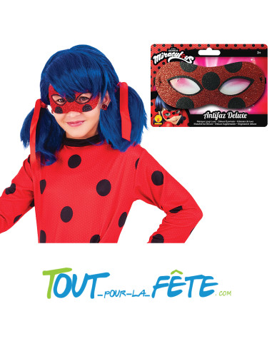 Masque brillant motif coccinelle Miraculous Lady bug noir et rouge enfant