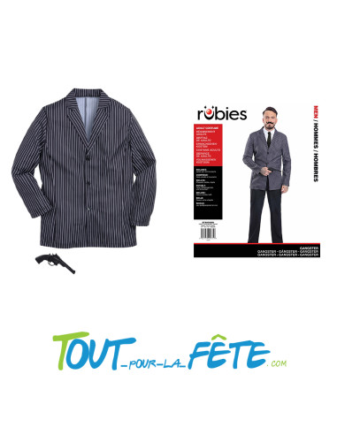 Déguisement de gangster taille adulte L/XL (chemise, moustache et pistolet)