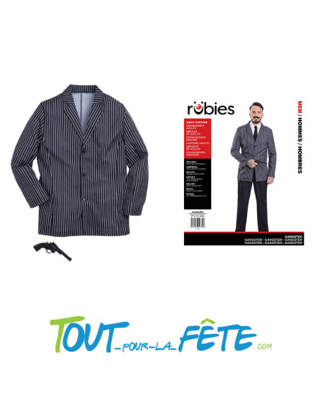Déguisement de gangster taille adulte L/XL (chemise, moustache et pistolet)