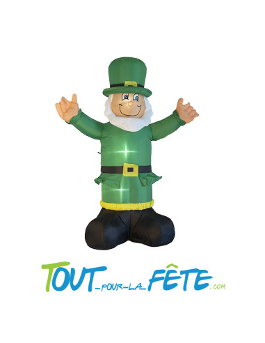Leprechaun Saint Patrick irlande gonflable 180 cm 3 led lumineuse 230v