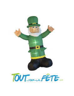 Leprechaun Saint Patrick irlande gonflable 180 cm 3 led lumineuse 230v 2