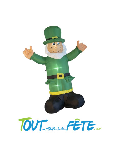 Leprechaun Saint Patrick irlande gonflable 180 cm 3 led lumineuse 230v