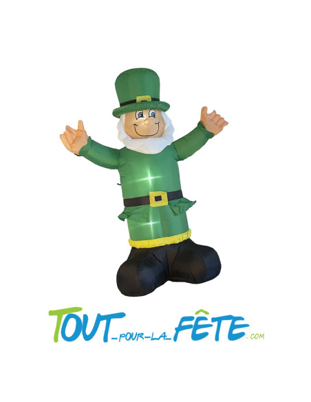 Leprechaun Saint Patrick irlande gonflable 180 cm 3 led lumineuse 230v