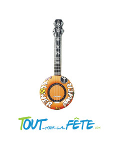 Guitare / banjo gonflable orange hippie / années 70 100 cm accessoire