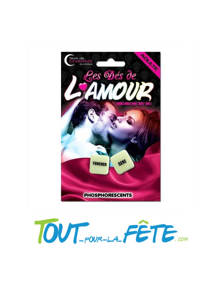 Jeu les dés de l'amour phosphorescents ( pour adulte -18 ans )