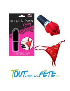 Rouge à lèvres avec string rouge à l'intérieur "soyez prête en toutes circonstances"