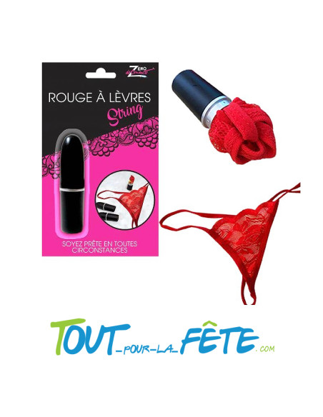 Rouge à lèvres avec string rouge à l'intérieur "soyez prête en toutes circonstances"