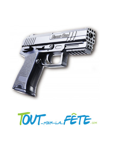 Pistolet a billes couleur noir 15cm et 20 billes accessoire, arme, police
